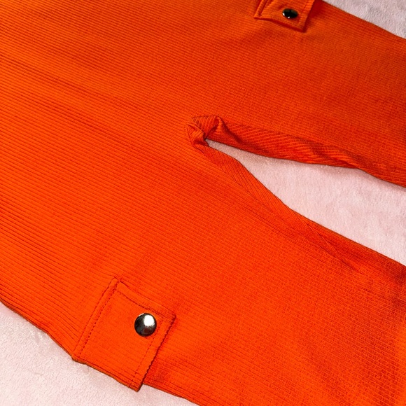 NWT Orange Off-Shoulder Ribbed Biker Romper · Size M - Picture 5 of 7